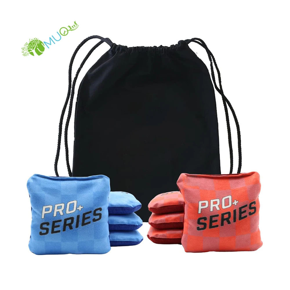 YumuQ 6' 8 Pack Duckcloth Regulation All Weather Cornhole Bean Bags, Cornhole Throw Sandbag with Plastic Pellets for Outdoor