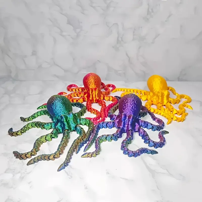 Hot Sale 3D Printed Octopus Toy 3D Printed Articulated Octopus Fidget Toys for Kid Flexible Crystal Octopus Toys