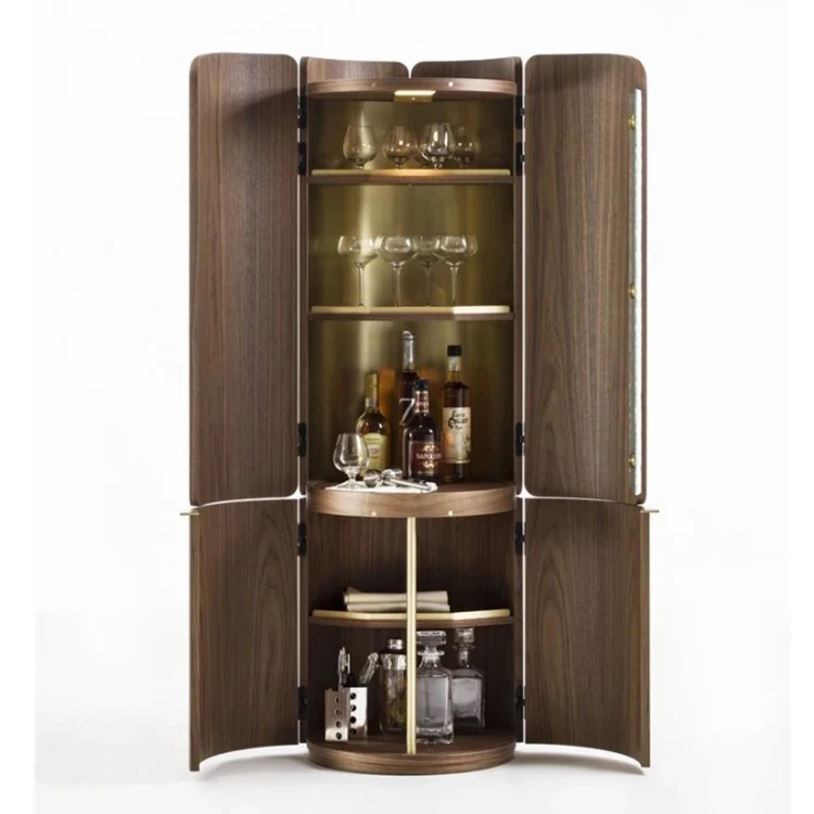 Modern simple high-end wood carved arched constant wine cabinet villa  light luxury wine cabinet living room furniture