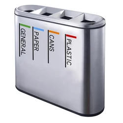 Standing Open-Top  4 Compartment Dust Bin Hotel Stainless Steel Recycle Rubbish Bin