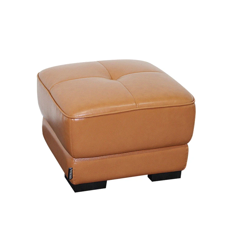 Bonded Leather Ottoman Bench,Ottoman Pouf,Tufted Upholstered for Living Room Bedroom