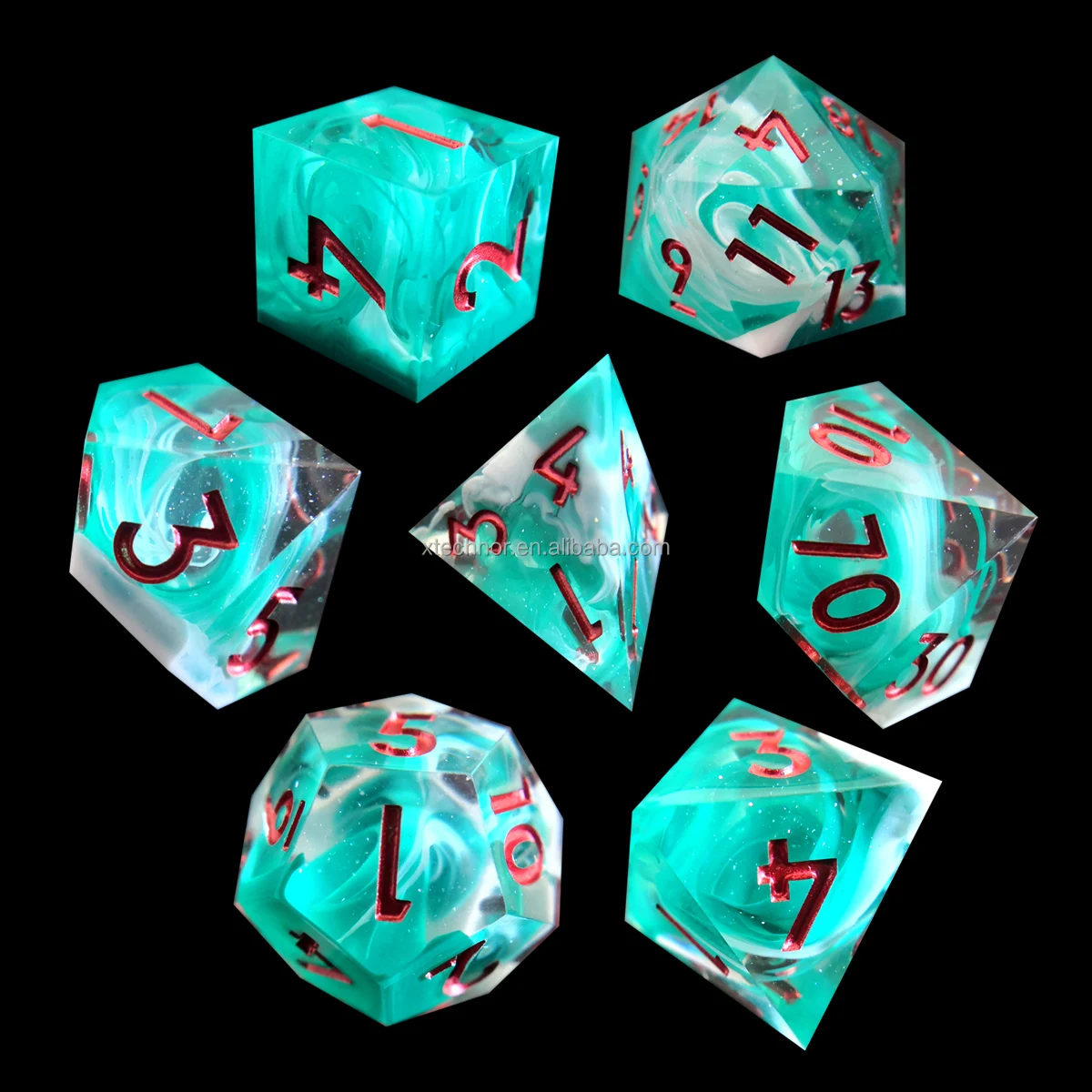 Full Set Handmade Resin Sharp Edge Dice Polyhedral Dice Set DnD Dice Set-Hurricane Style
