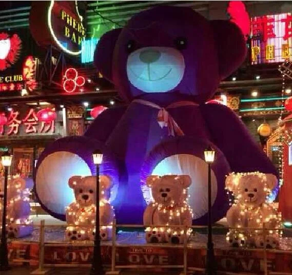Transparent blue PVC Toys Bear Inflatable Animal Toys Inflatable Teddy Bear Balloon Display Toys