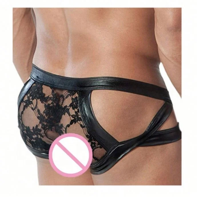 Wet Look Vinyl Leather Sexy Gay Men Underwear