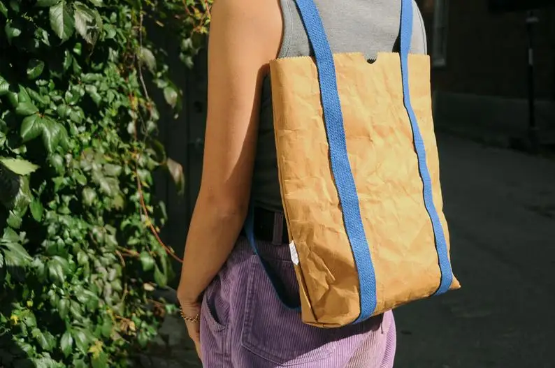 
Eco Friendly Washable Kraft Paper Tote Craft Paper Tote Backpack 