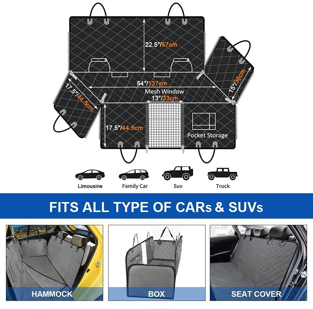 waterproof pet cover for dogs large back bed portable cat travel dog car safety seat bed pet booster cover belt