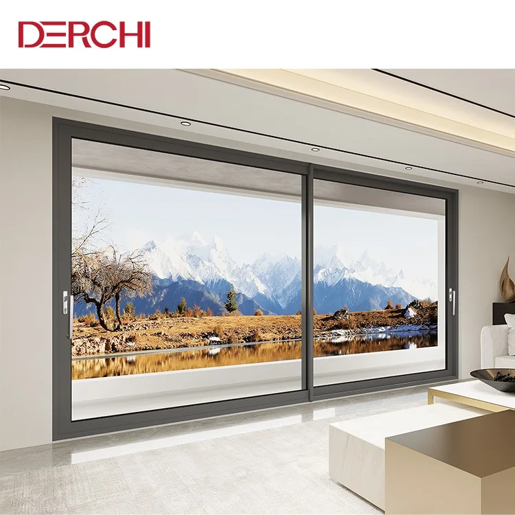 DERCHI USA NFRC Heavy Duty Aluminum Glass Sliding Doors with Tempered LowE Glazed Hurricane Proof Soundproof Sliding Patio Doors
