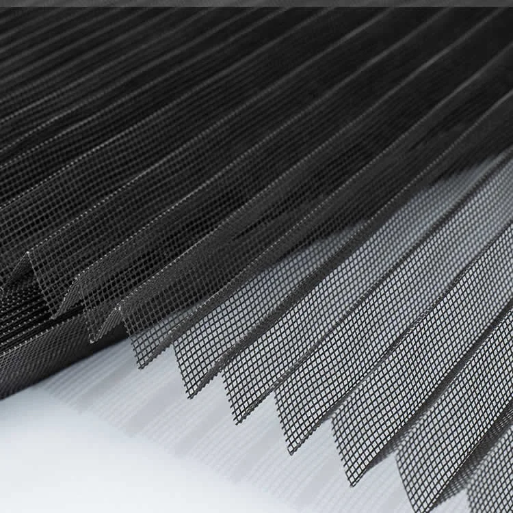 Custom Pleated Height Polyester Mosquito Net PVC Coated Plastic Plisse Insect Screen Mesh Home Windows Doors Black Netting