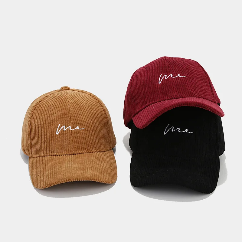 Vintage Outdoor Curved Brim Gorras Custom Embroidery Letter Logo 6 Panel Corduroy Baseball Cap For Women