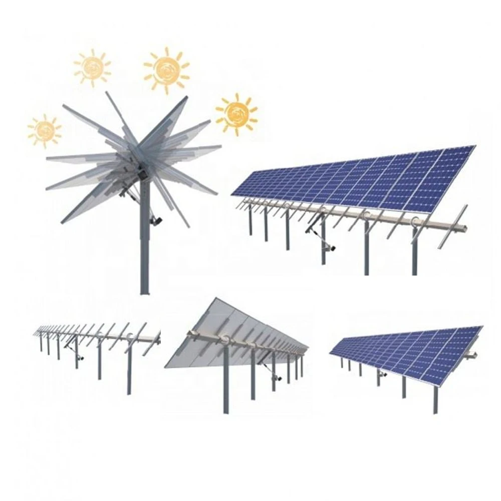 Ground mounting single/dual axis solar tracking system components slew drive solar panel mounting brackets