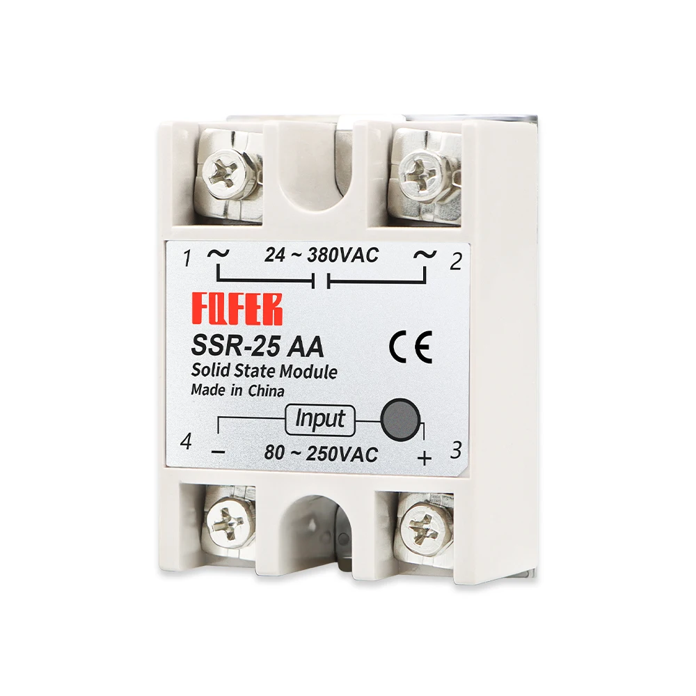 Hot Products SSR-25AA 24~380VAC input 80~250VAC output Single Phase Solid State Relay SSR