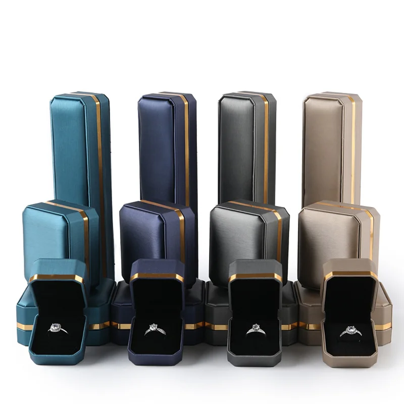 FORTE Personalised Gold Trim Decorate Leather Jewelry Box Custom Jewelry Boxes Luxury Jewellery Packaging  Super September