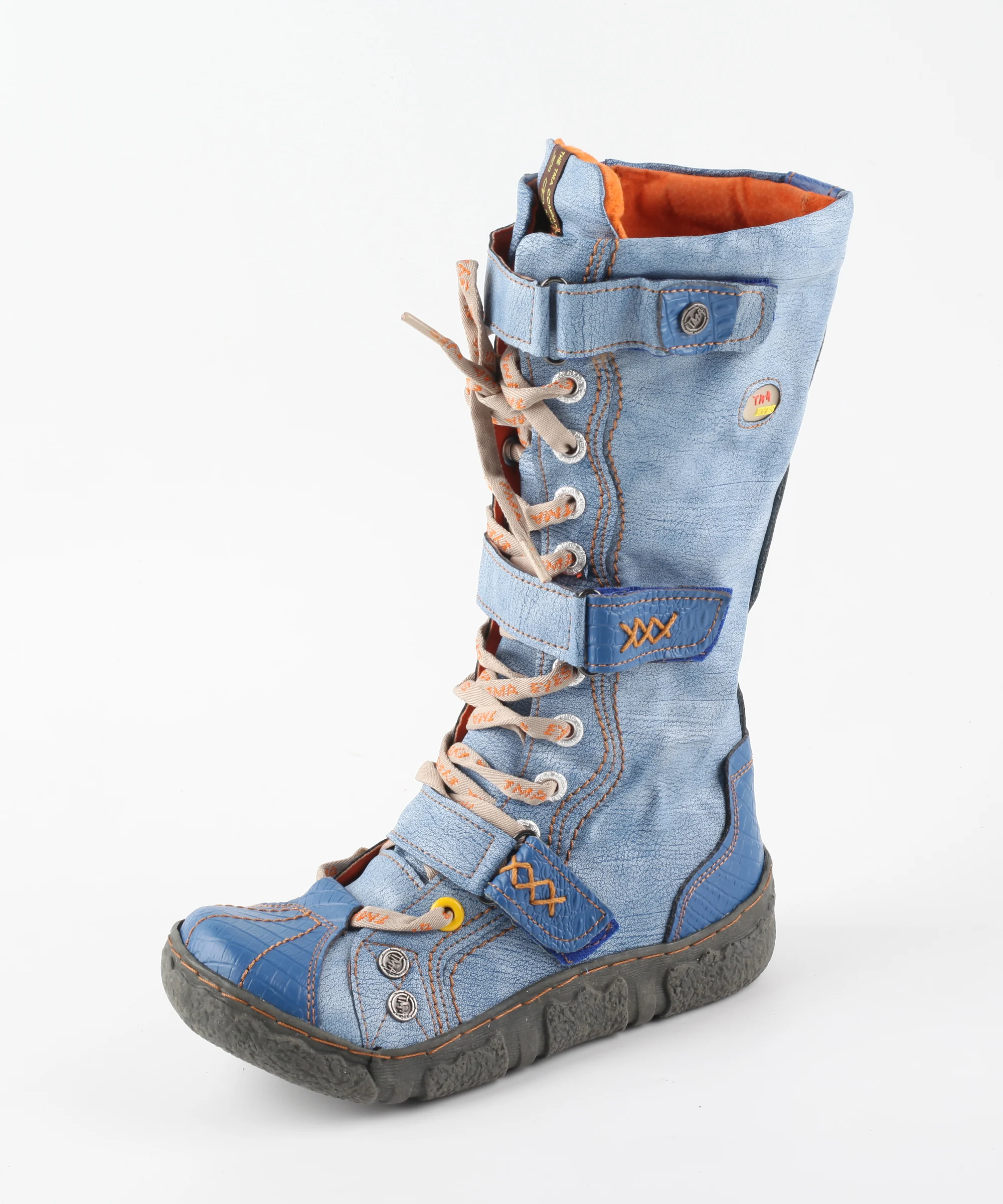 TMA EYES 2022 Factory Production New Arrivals Hot Sale Fashion PU-Lining Unfurled Popular Flat Spring Autumn Boots For Women