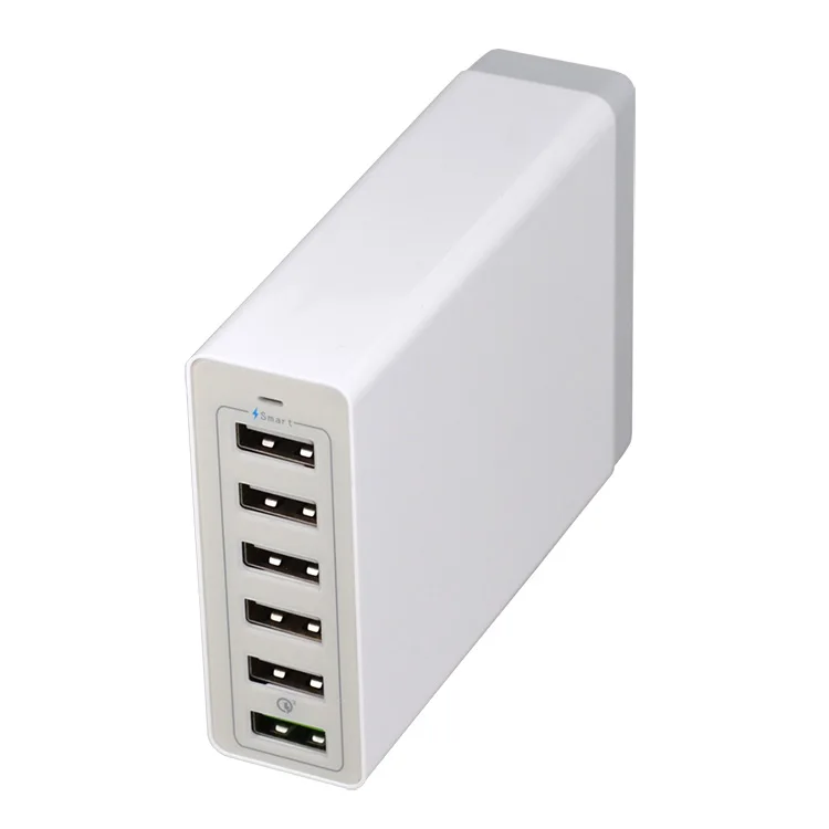 50W 5V 10A 6-Ports USB2.0 desk-top mobile phone tablet USB wall charger Multiport usb charger