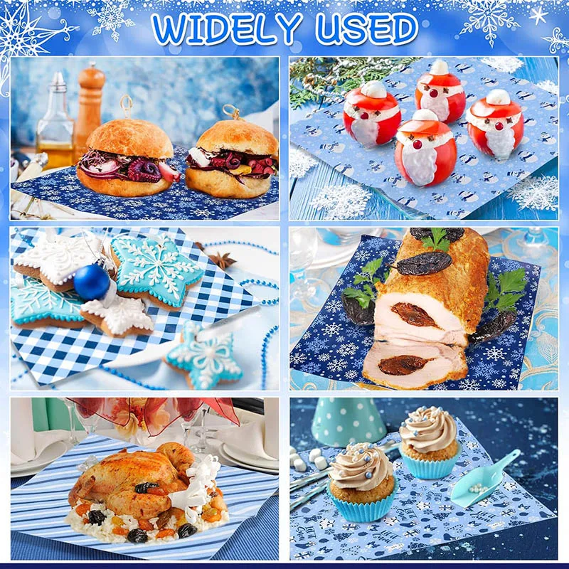 Greaseproof food wrapping Paper Custom Food Paper Sheet Sandwich Food Packaging for Holiday Party Supplies
