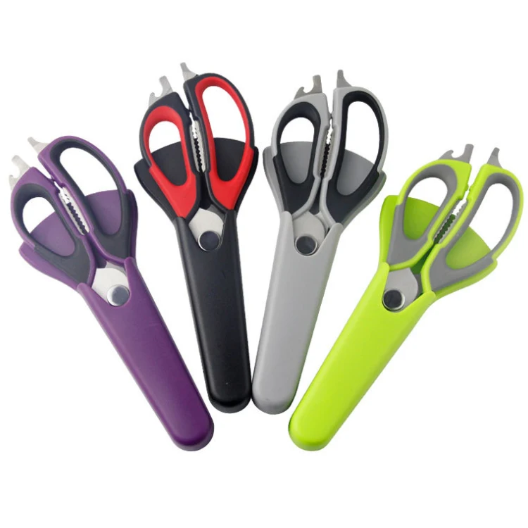 Kitchen accessories shears chicken scissor with nut cracker multifunctional stainless steel kitchen Magnetic scissor set