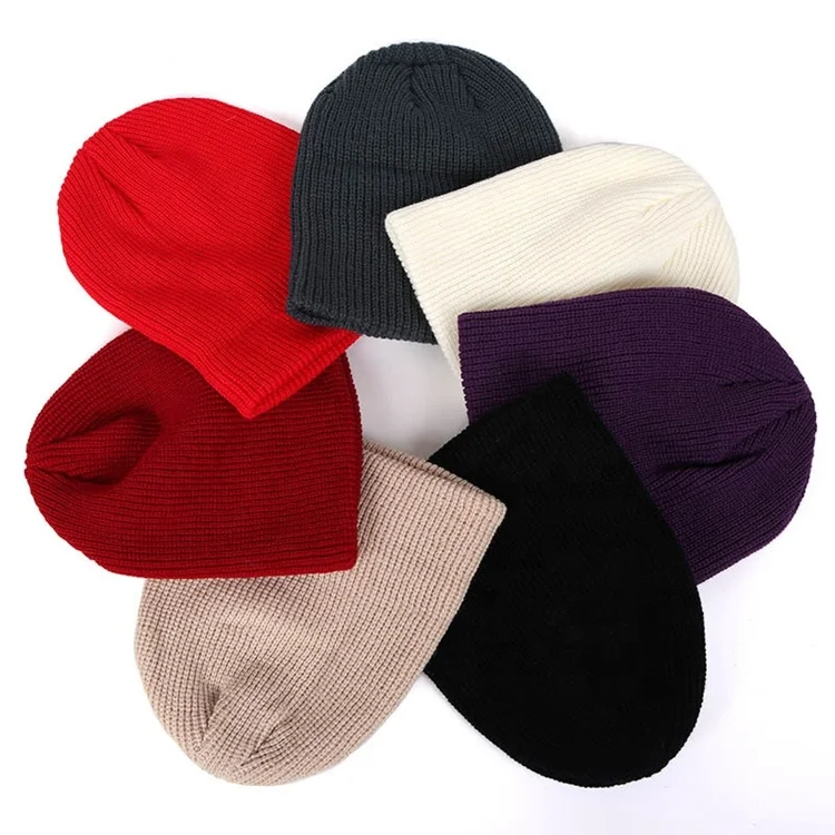 Ladies Female New Autumn Winter Warm Bonnet Casual Cap Solid Color Knitted Beanie Caps Hat For Woman