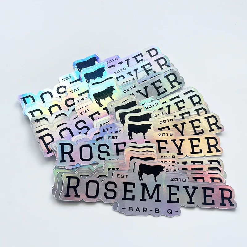 Custom Rainbow Holographic Effect Waterproof Die Cut Shape Labels Stickers Decorative Sticker Self-Adhesive Label