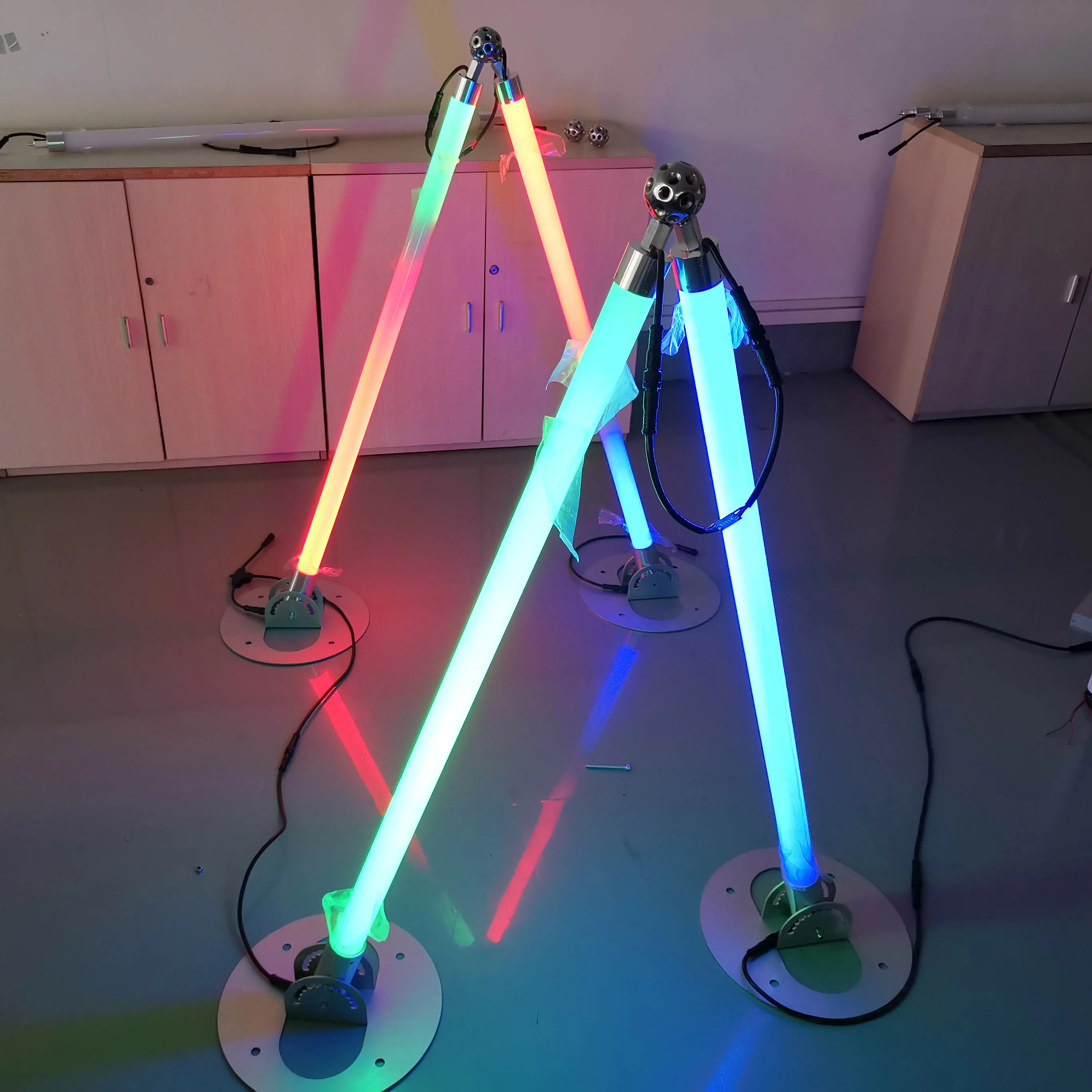 Programmable DMX 512 Control Rotating 3D LED tube pixel 360 Spinning Tubes For Stage Show Night Lighting