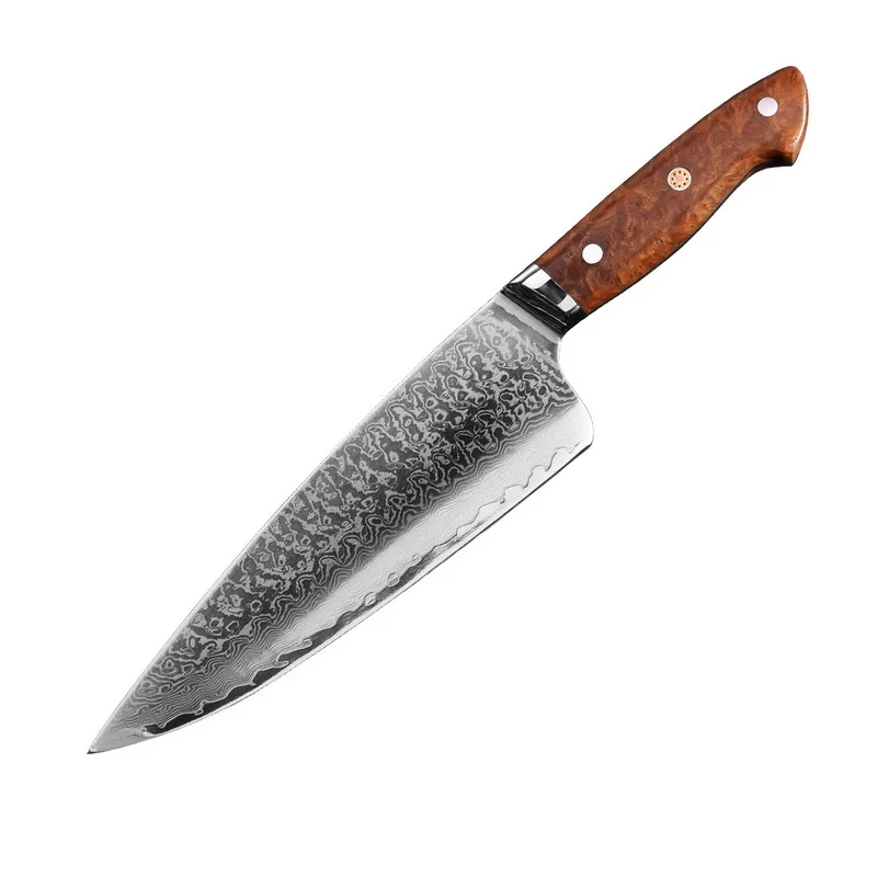 
Stocked 8inch Stabilized Red Malley Damascus steel Chef Knife 