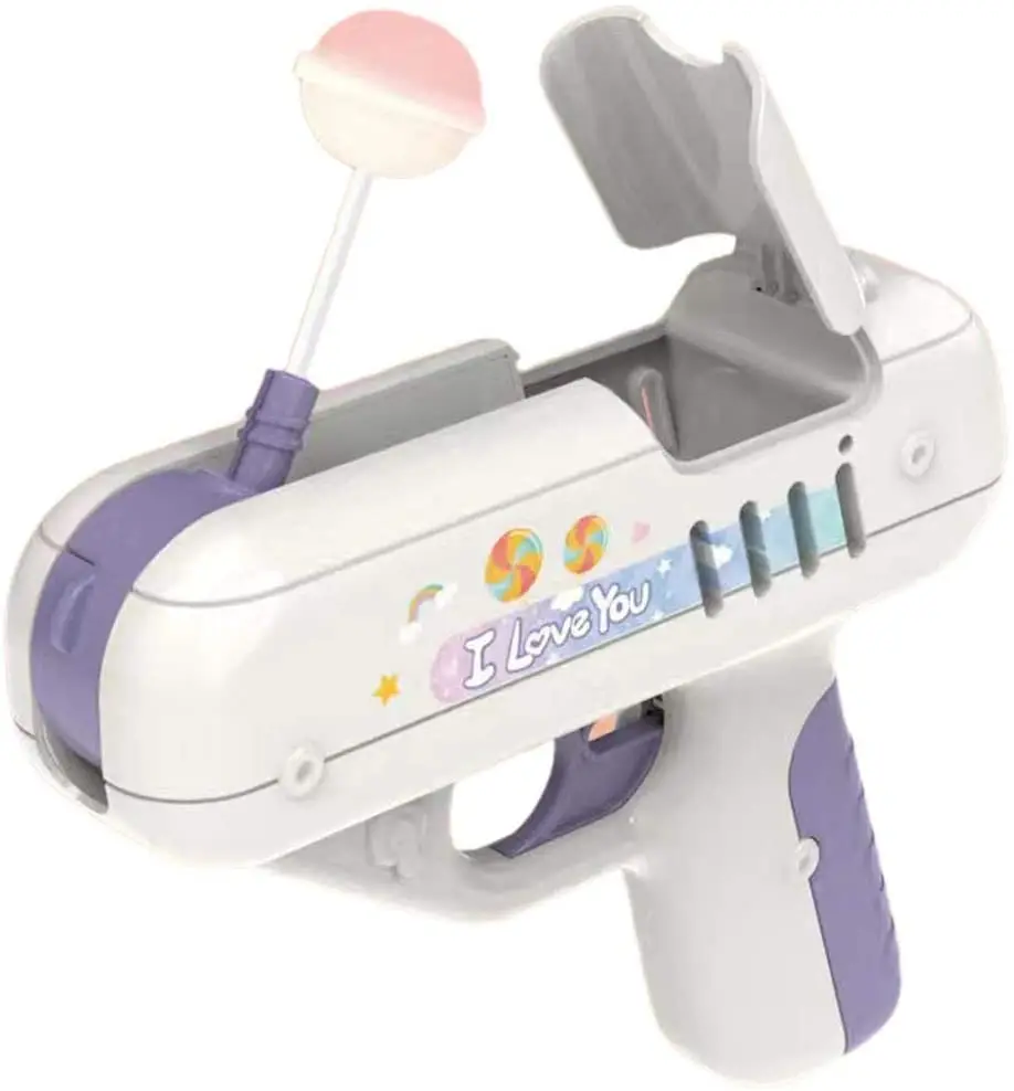 Spray Wholesale Creative Love Lollipop Sugar Pink Purple Creative Love Sweets Storage Candy Gun Toys For Boy Girl Friend