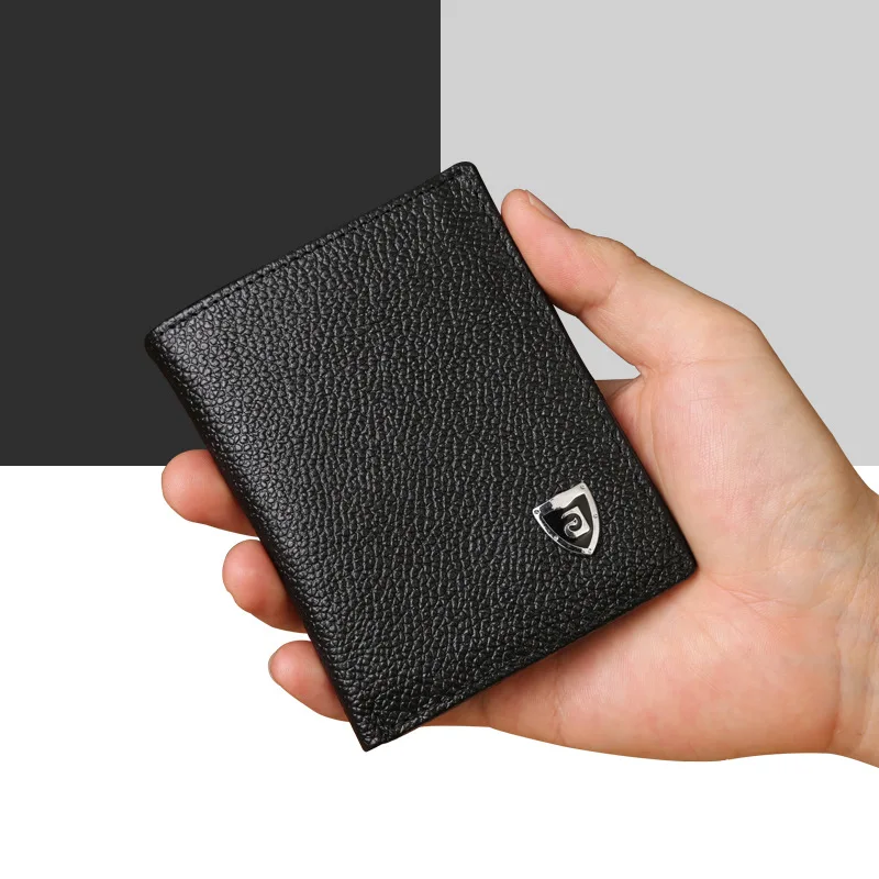 Simple Head Layer Cowhide Mini Student Wallet Ultra-Thin Wear Anti-Theft Anti-Brush Coin Change Casual Outdoor Sports Men Wallet