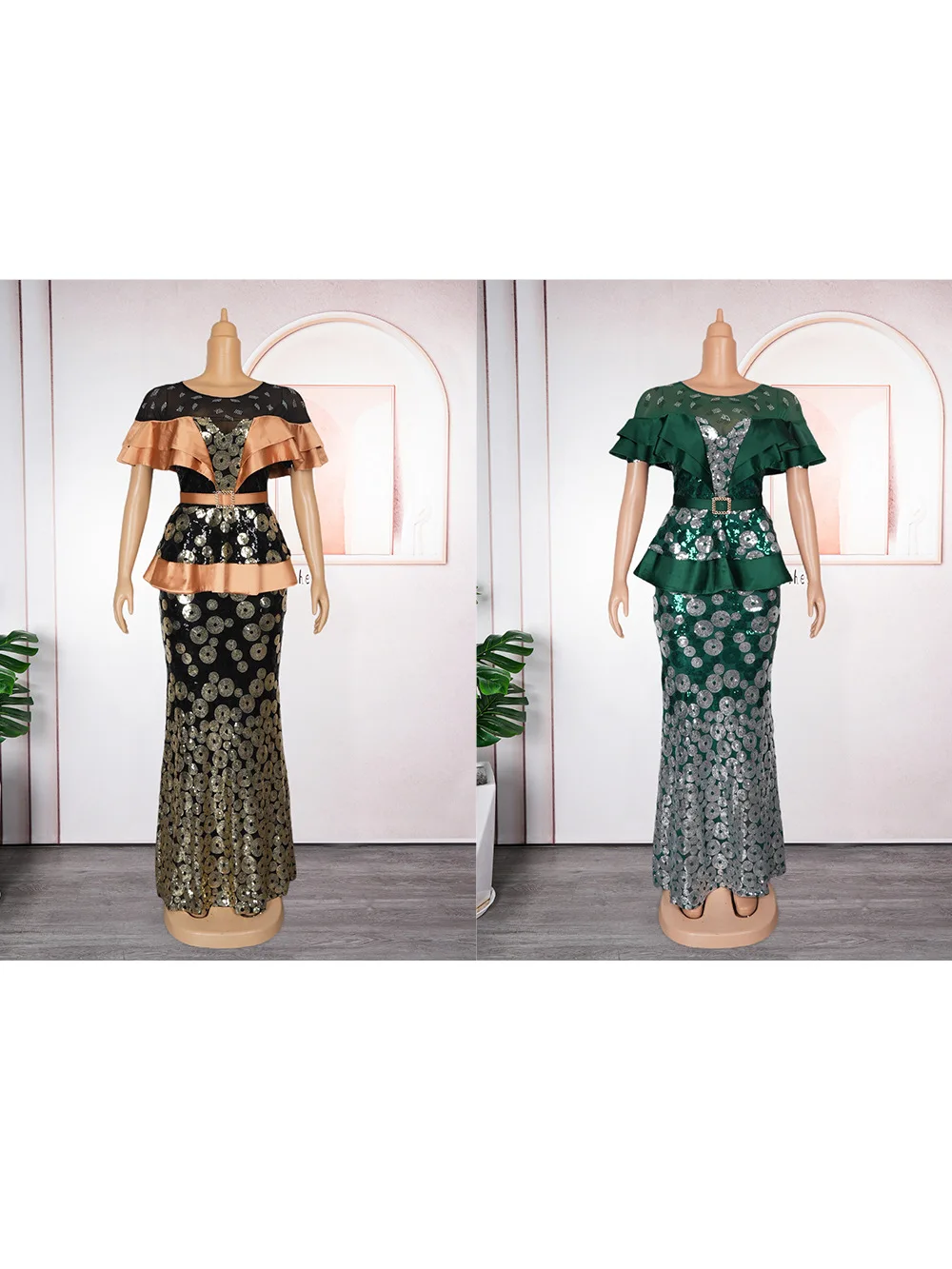 Plus Size African Evening Dresses Women Dashiki Sequin Kaftan Dubai Luxury Elegant Wedding Party Maxi Dress 2024 Africa Clothes
