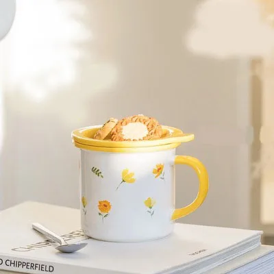 amazon top seller Lovely coffee and milk breakfast mug ceramic water mug with lid