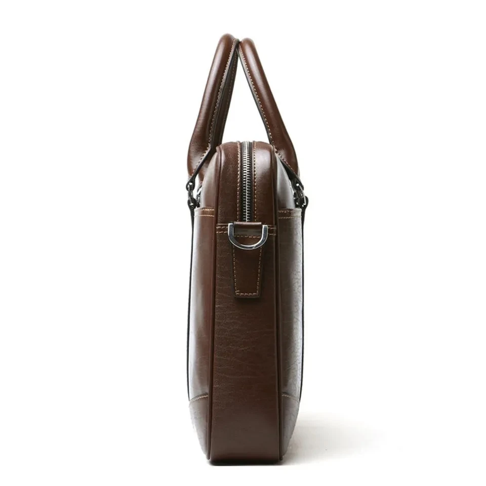 Laptop Briefcase Bag Design Business Laptop Waterproof Computer Handbag Coffee Men Bag Soft Sided Leather Briefcase