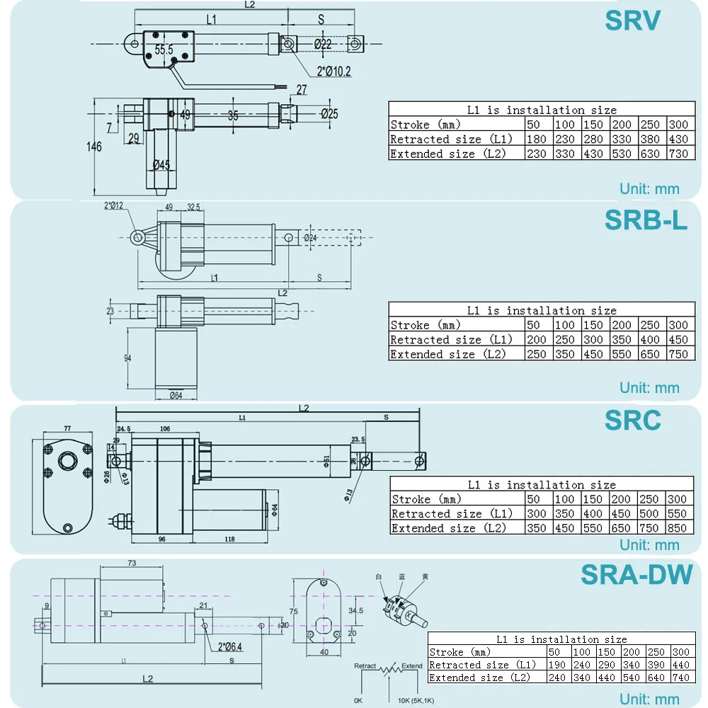 Bringsmart 30mm 150mm 36V 48V 24V15mm/s IP54 200N campervan bed lift kit snow plow 12v heavy duty industrial linear actuator