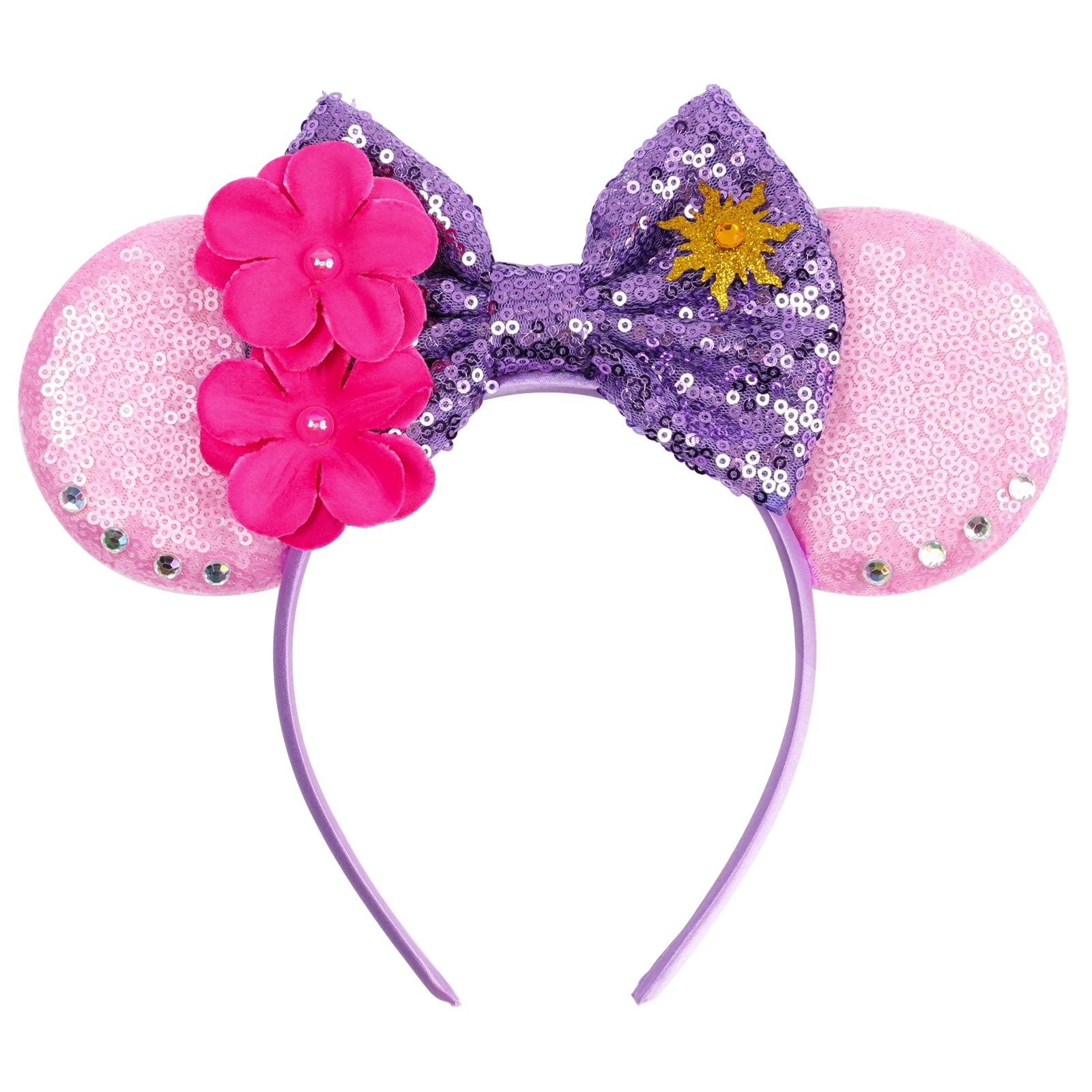 New Mouse Ears Headband Girls Princess Cosplay Hair Band Crown Glitter Bow Women Festival Hair Accessories Kids Party Gift