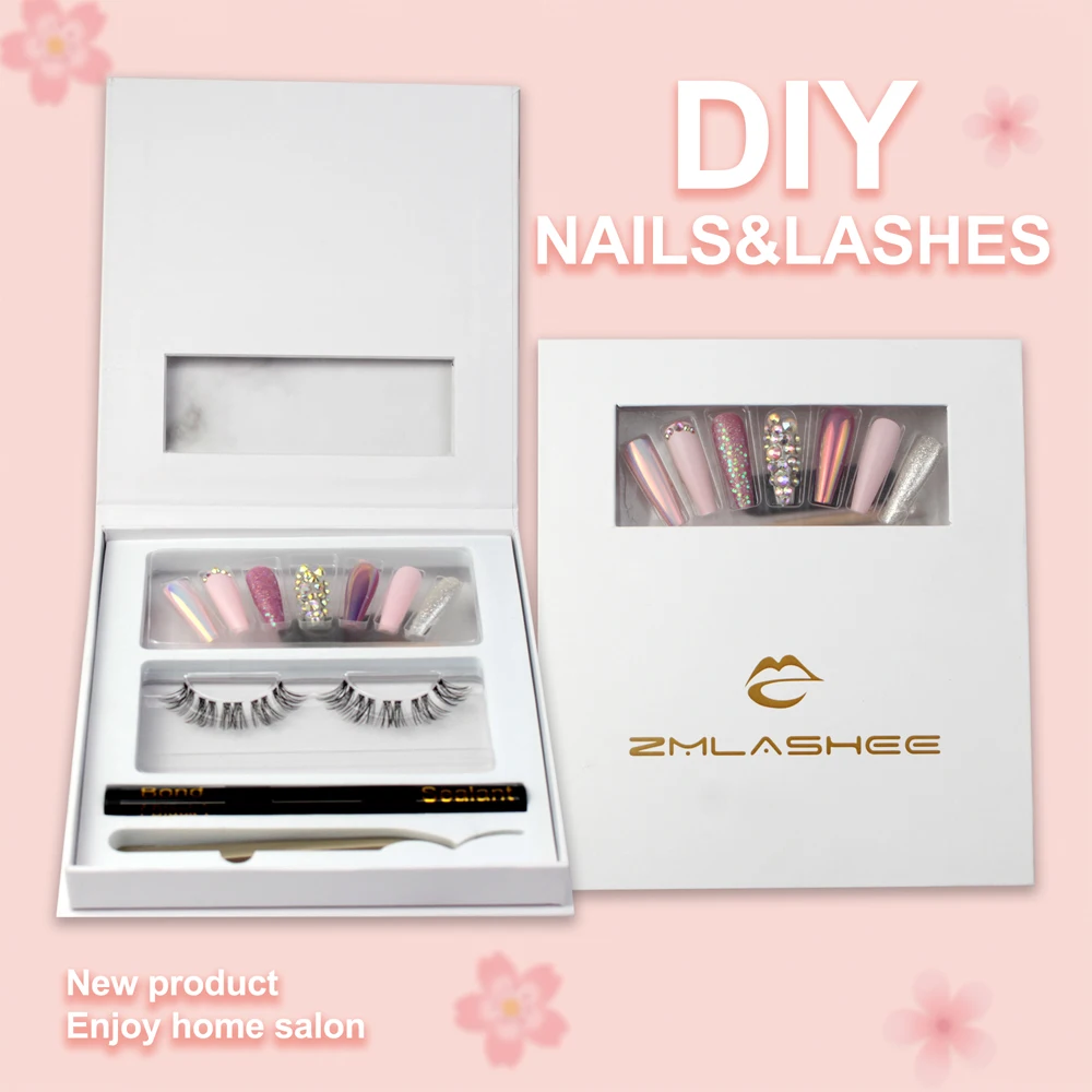 Custom logo good quality low MOQ european new cross-border nails and lash eyelash europe manicure segmented