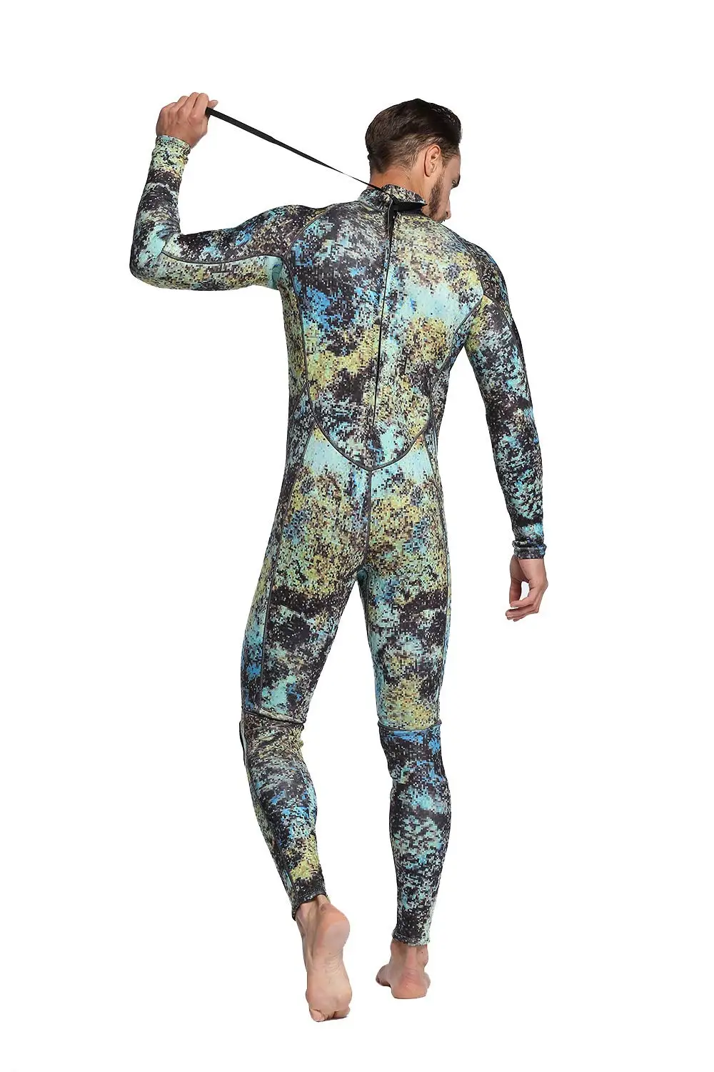Adult 2PCS Sets Long Neoprene Diving Suit 3/5/7mm Camouflage Wet Suit Diving Open Cell Spearfishing wetsuit with Hood