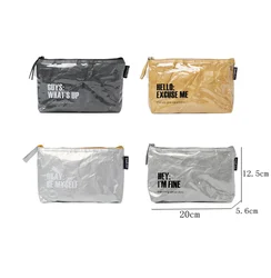 Custom Washable Kraft Paper Cosmetic Bag Waterproof Travel Cosmetic Pouch Tyvek Makeup Zipper Cosmetic Bag