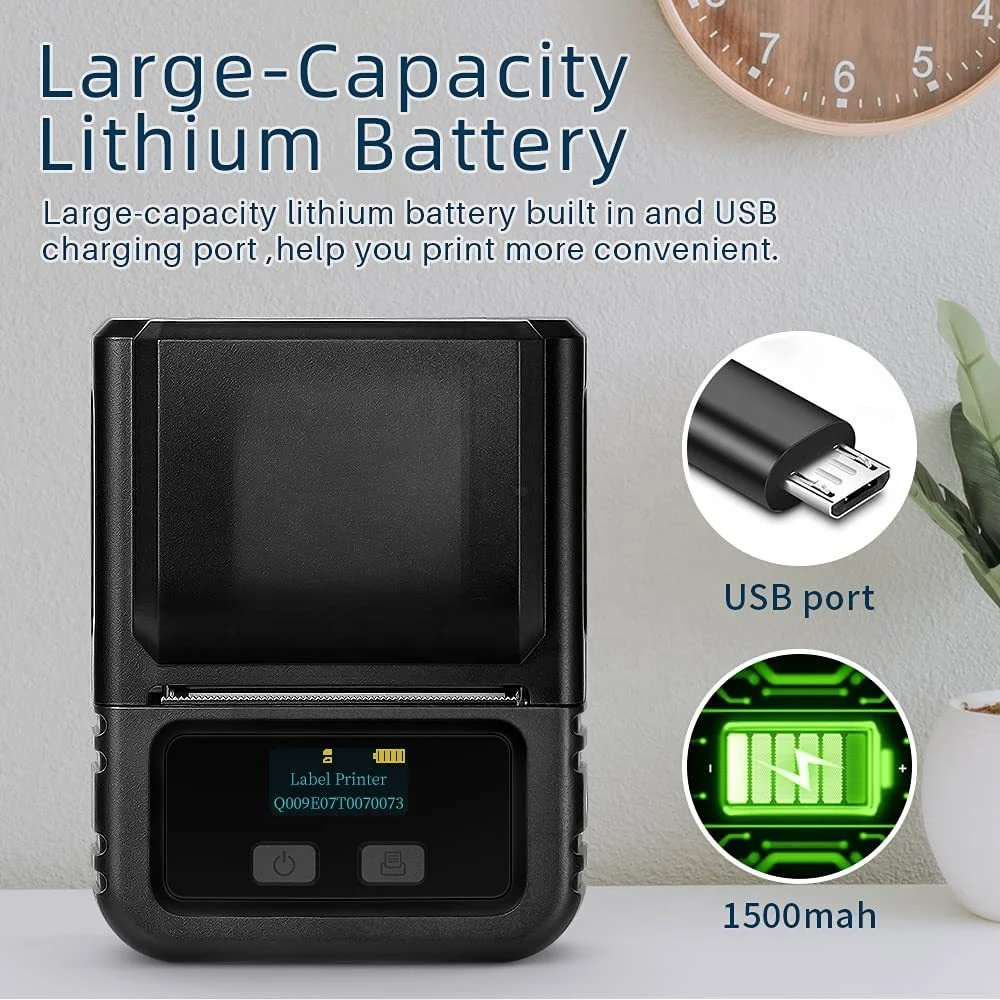 M120 Portable Bluetooth Industrial Thermal Cloths Label Printer Shipping Barcode Printer with Sticker Rolls