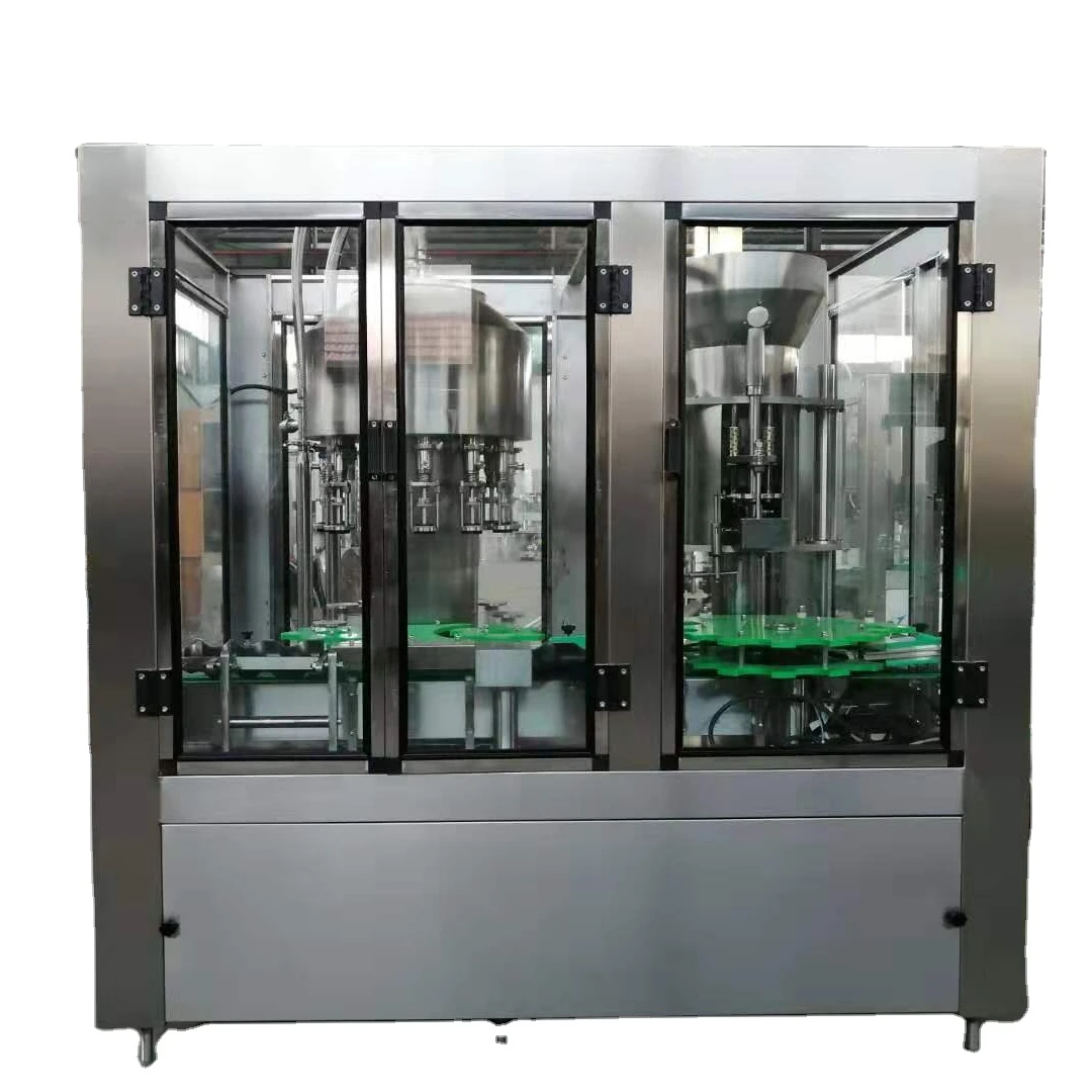 Wine Whisky Vodka Liquid Bottling Production Line  Machine 3 in 1 Glass Bottle Filling Machine Line
