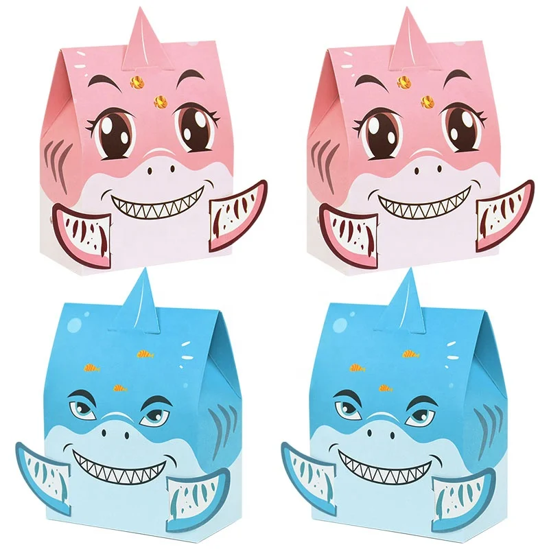 Paper Folding Cartoons Shark Candy Sweet Chocolate Packaging Box for Baby Kids Birthday Party Decoration Favors Box