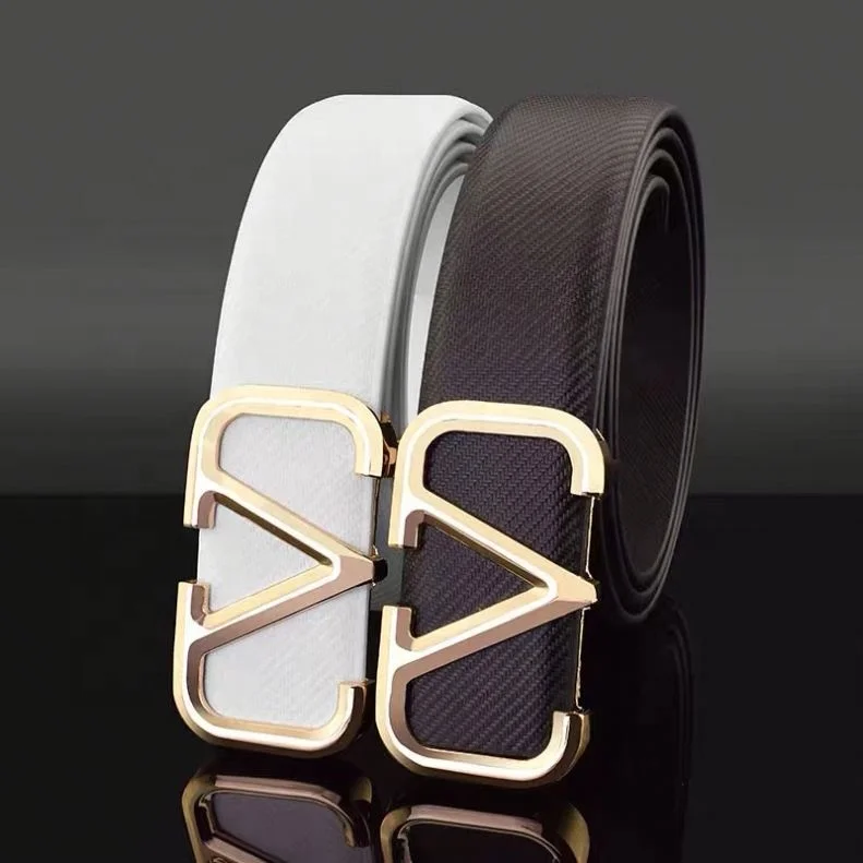 Custom V letter women waist belt western belt buckles pu leather belt full-grain leather