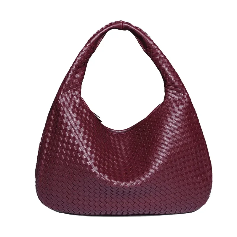 2024 new fashion large capacity handbag Custom Weave Vegan Leather Shoulder Hobo Bag For Women Woven Underarm Bags tote bag