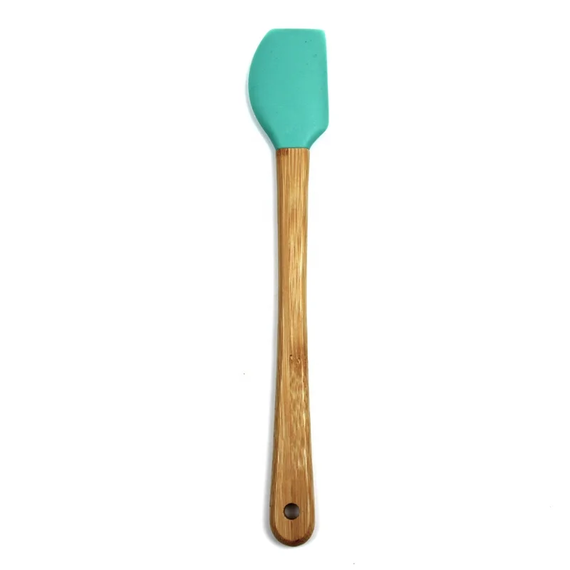 
Amazon hot selling 5pcs colorful silicone bakewares baking tools set with wooden handle for baking brush spatula scraper spoon 