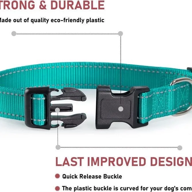 Reflective Neoprene 13 Colours & 5 Sizes Adjustable Padded Nylon Dog Collar