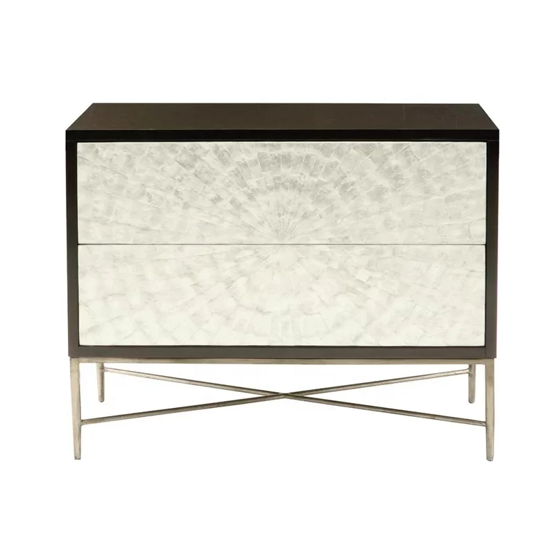 Fashion Bedroom Furniture Modern Design Nordic Inlaid White Color Shell Nightstand Side Table