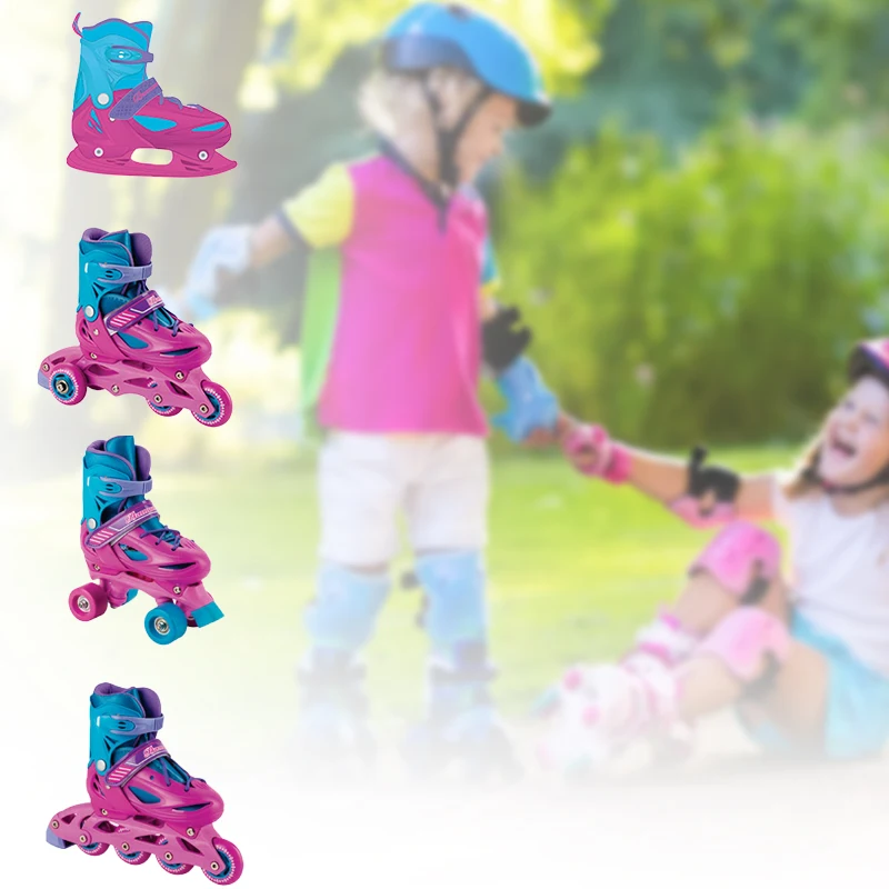 New Style High Level Adjustable 4 in 1 Easy to Replace Accessories Suitable for All Ages and All Season Roller Inline Ice Skates
