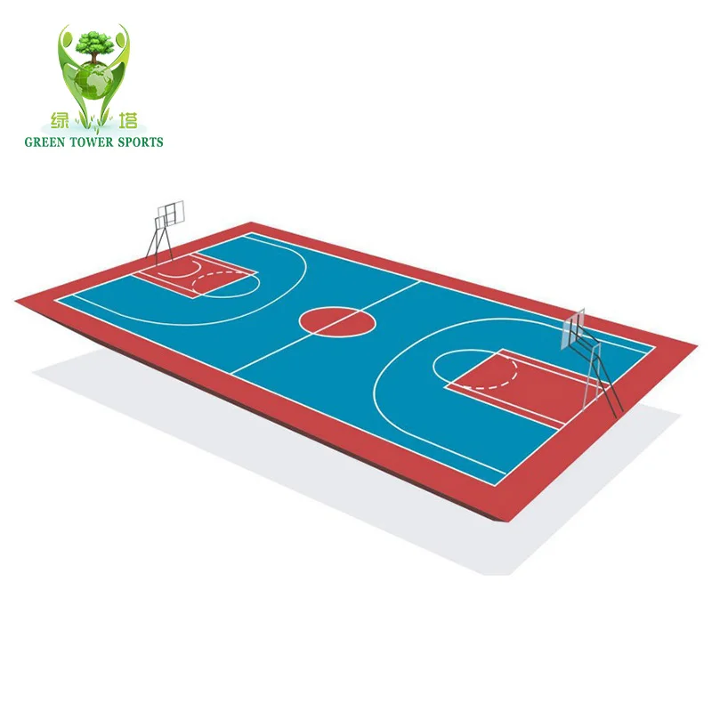 Green Tower Outdoors Eco-friendly Anti-Slip Multi-layer System Acrylic Paint Tennis Basketball Courts Rubber Flooring