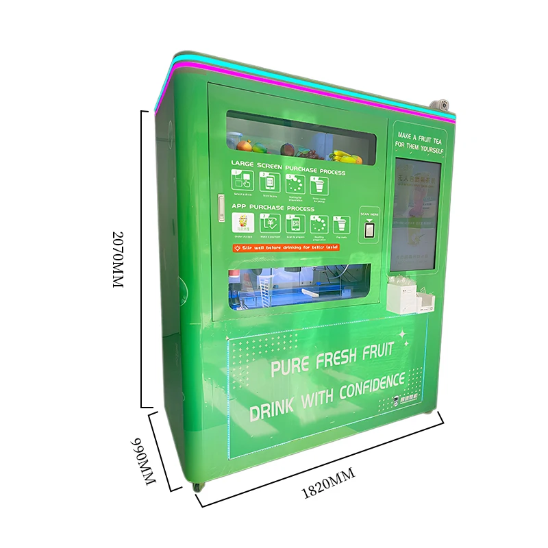 24 Hour Robotics Arm Smart Milk Bubble Tea Coffee Vending Machine For Malls Supermarkets School