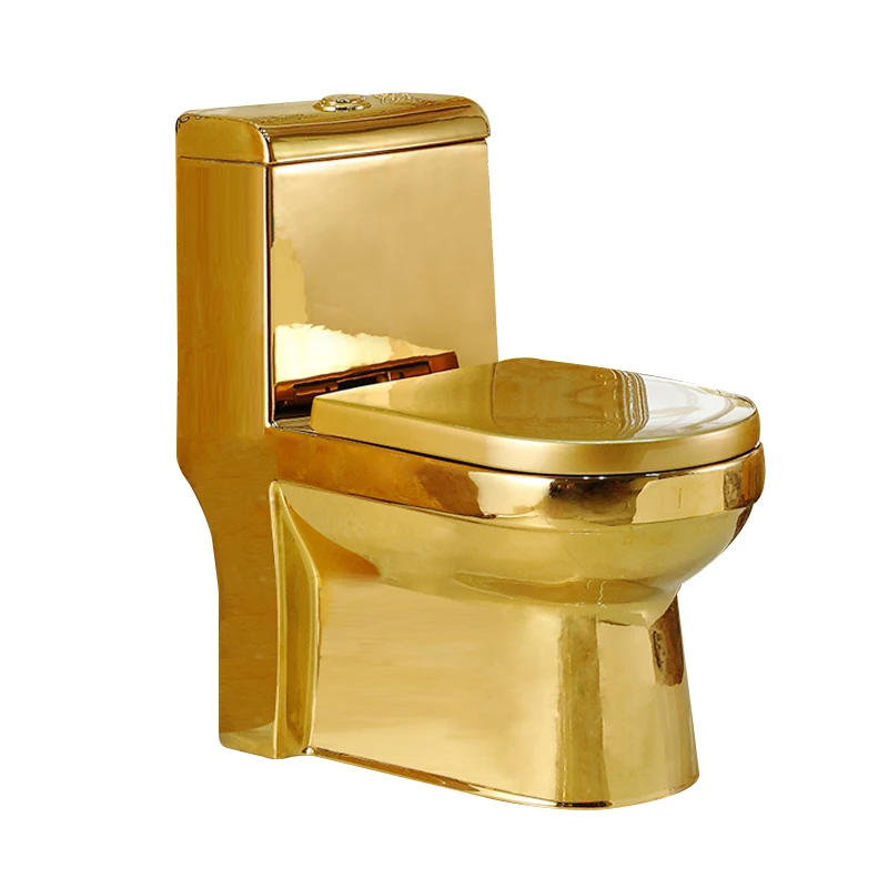 Bathroom Gold Plated Water Closet Modern One Piece S-Trap Water Closet China Gold Toilet