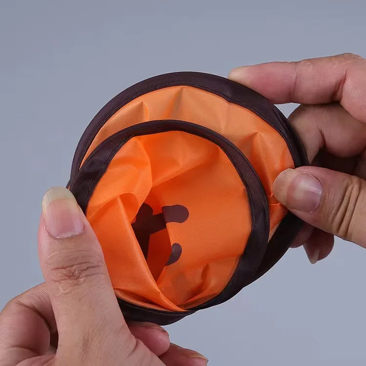 Custom Foldable Nylon Flying Disc Folding Fan Flexible  Flyers Sublimation Round Handheld Fans