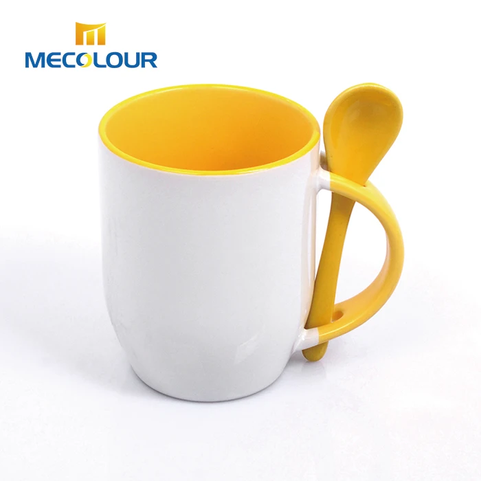 Wholesale 12oz sublimation color mug with cookie holder and spoon