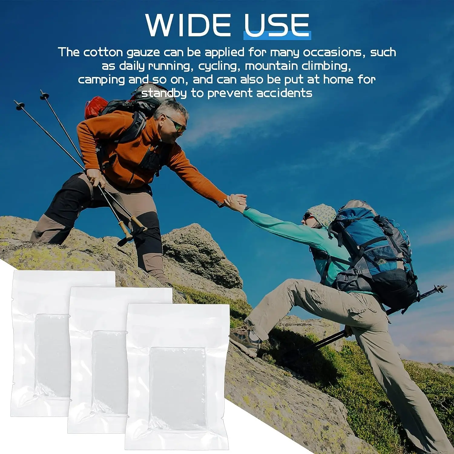 SJ Medical Wound Dressing Hemostatic Gauze Z Fold Chitosan Vacuum Compressed Cotton Non-Woven Bandage