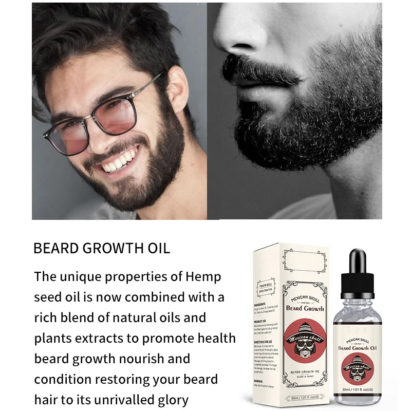 Oem HOT Custom Logo 100% Natural Organic Men Beard Oil Private Label Kit Set Growth Beard Oil